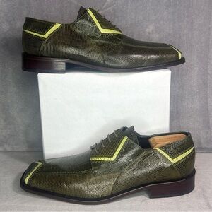 David Eden Genuine Ostrich Lizard Green Dress Shoes Mens 11 Exotic Leather